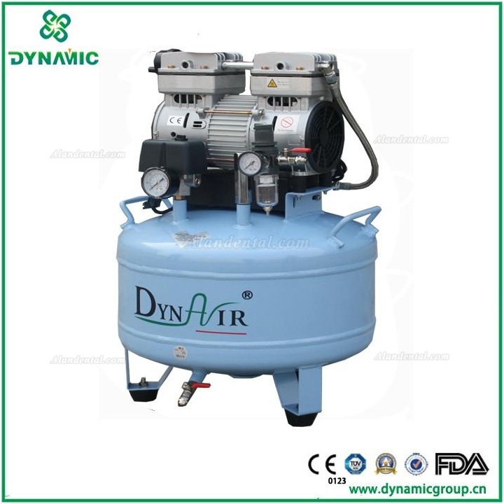 DYNAIR®DA7001 30L Dental Air Compressor Noiseless Oilless 152L/min 1-Driving-2 Stable NEW